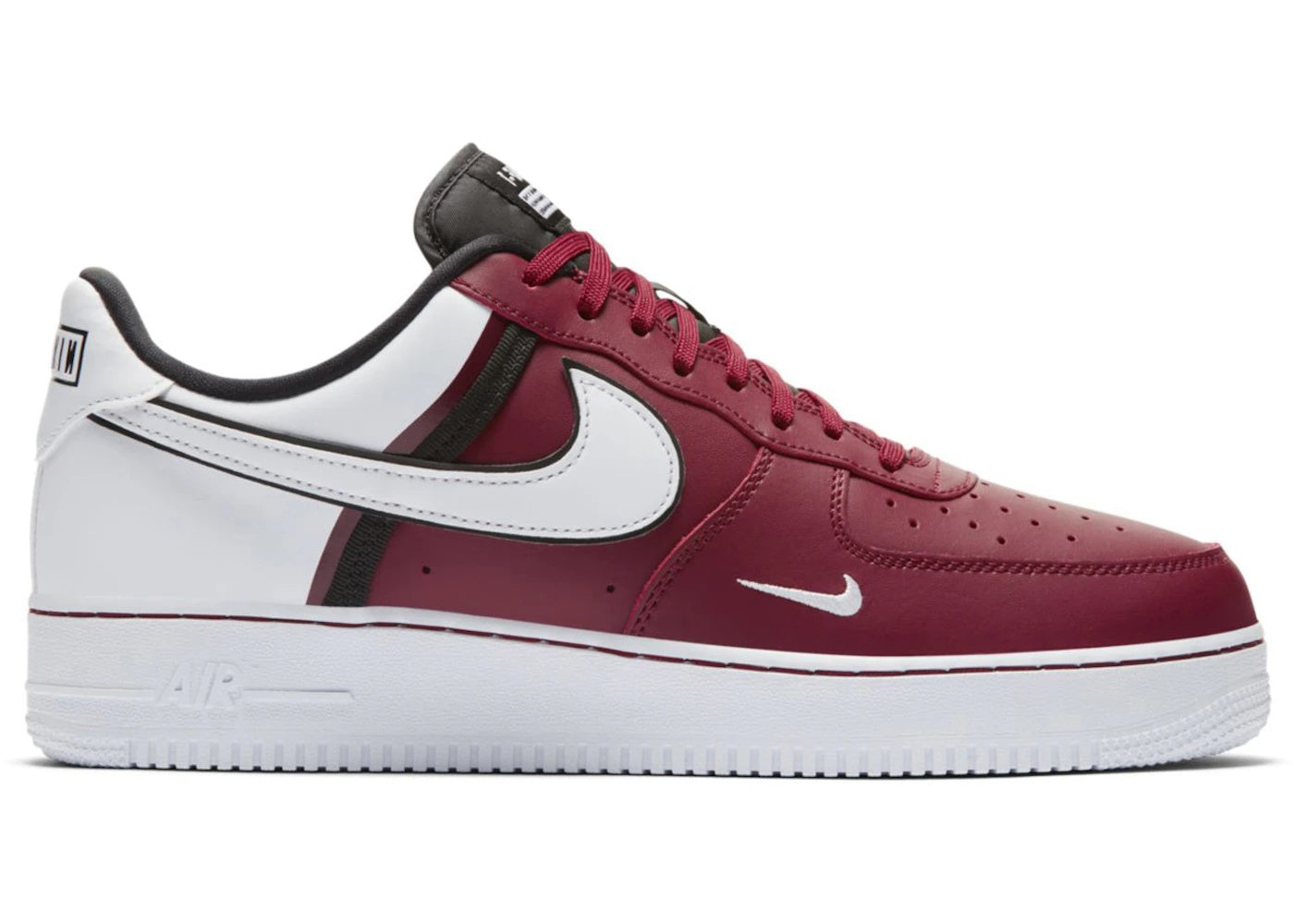 Lateral view of Air Force 1 Low LV8 'white red' sneaker with a bold red and white design, premium materials, and timeless Nike Air Force 1 silhouette.