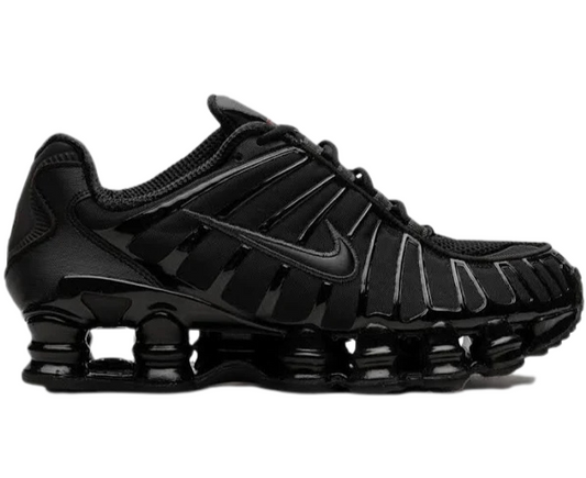 Nike Shox TL 'Black Max' sneaker in all-black design with signature Shox cushioning for premium comfort and style. Limited stock available.