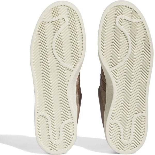 Outsole of Adidas Originals Bad Bunny Campus 'Dark Brown' sneakers with durable rubber traction pattern for enhanced grip and everyday wear.