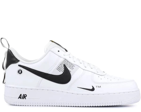 Air Force 1 LV’08 Utility Low 'White' sneaker with black Nike Swoosh, premium leather upper, and unique branding details for a stylish look.