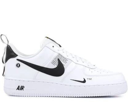 Air Force 1 LV’08 Utility Low 'White' sneaker with black Nike Swoosh, premium leather upper, and unique branding details for a stylish look.